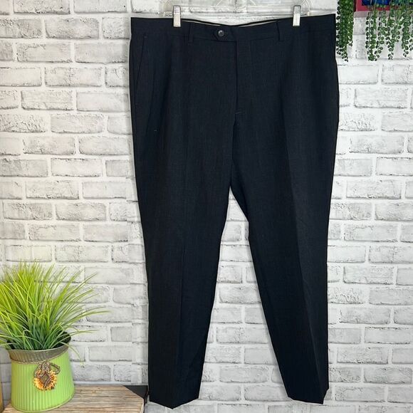 Pronto Uomo Wool Professional Dress Pants Slacks Size 40 Short Dark Gray - Picture 1 of 6